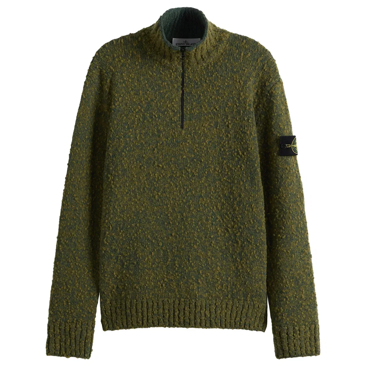 Свитер с полузастежкой-молнией Speckled Wool Nylon Half Zip Jumper Stone Island, Dark Green Melange