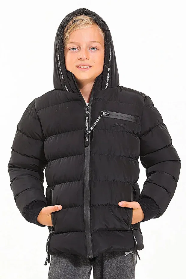 Детское зимнее пальто для девочек с капюшоном Captain Slazenger, Black — фото 3