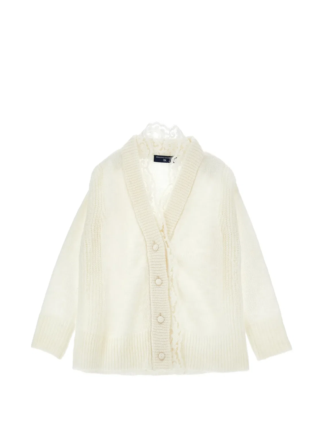 Кардиган с кружевной отделкой Ermanno Scervino, нейтральные