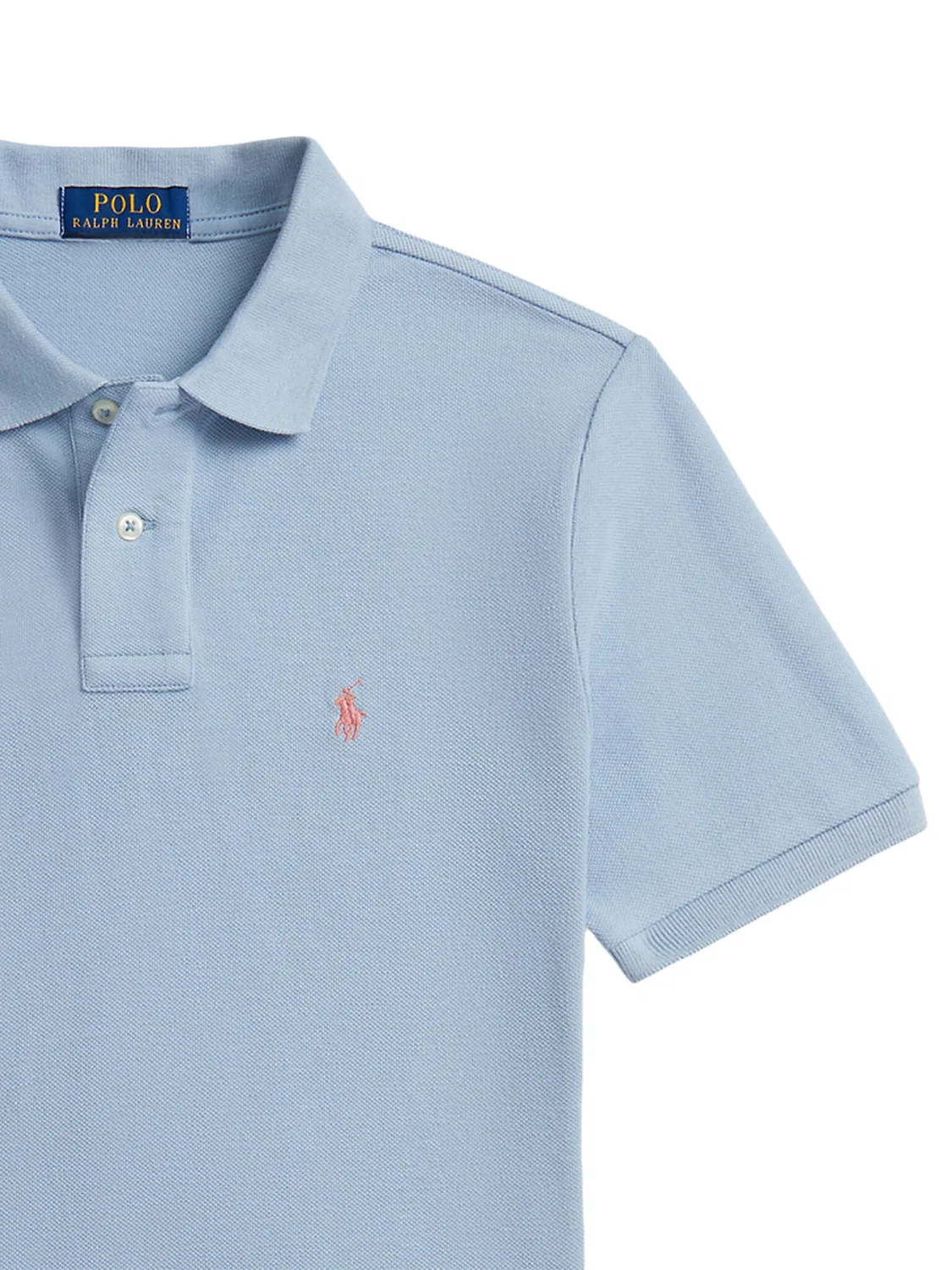 Поло небесно-голубого цвета стандартного кроя для мальчика Polo Ralph Lauren, голубой — фото 3