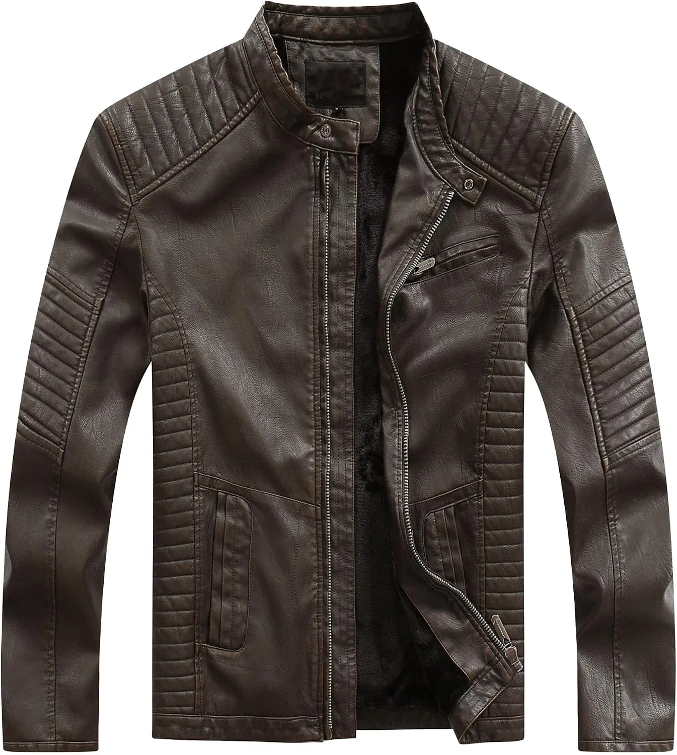 Мужская куртка-косуха с молнией, модель Vintage Zip-Up, коричневый