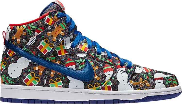 

Кроссовки Nike Concepts x SB Dunk Pro High 'Ugly Christmas Sweater' 2017 Special Box, многоцветный, Синий, Кроссовки Nike Concepts x SB Dunk Pro High 'Ugly Christmas Sweater' 2017 Special Box, многоцветный