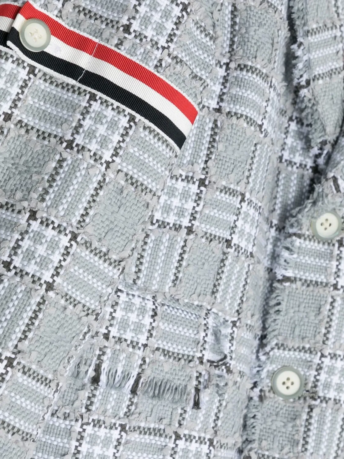 Однобортный пиджак из твида Thom Browne, серый — фото 2