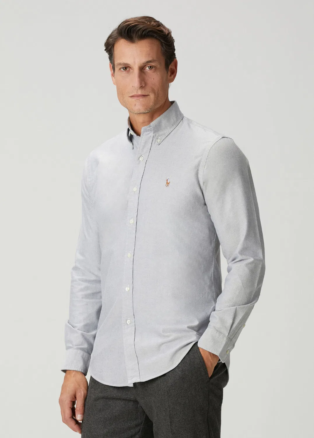 Рубашка Classic Oxford Polo Ralph Lauren, dark grey — фото 4
