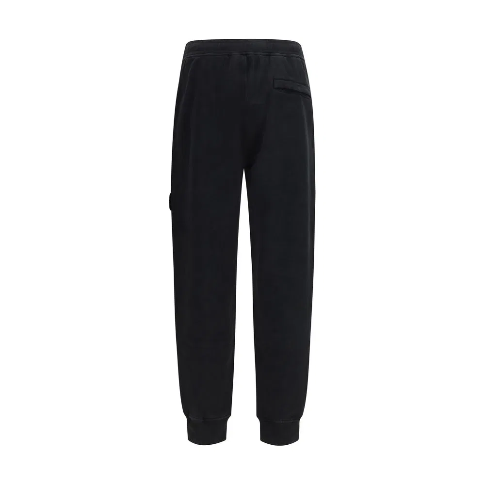 Мужские спортивные штаны на резинке с логотипом Stone Island, Black — фото 2