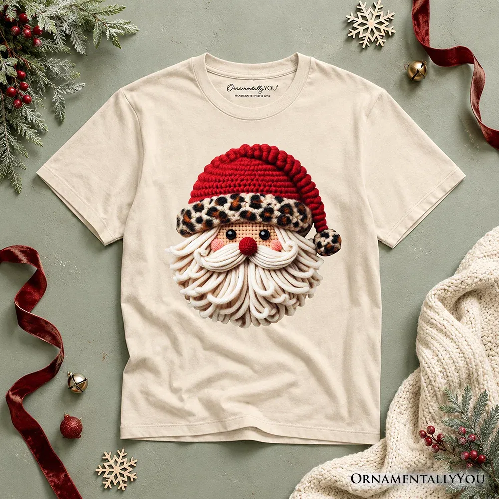 Детская футболка с новогодним принтом Santa Leopard Hat OrnamentallyYou, Sand