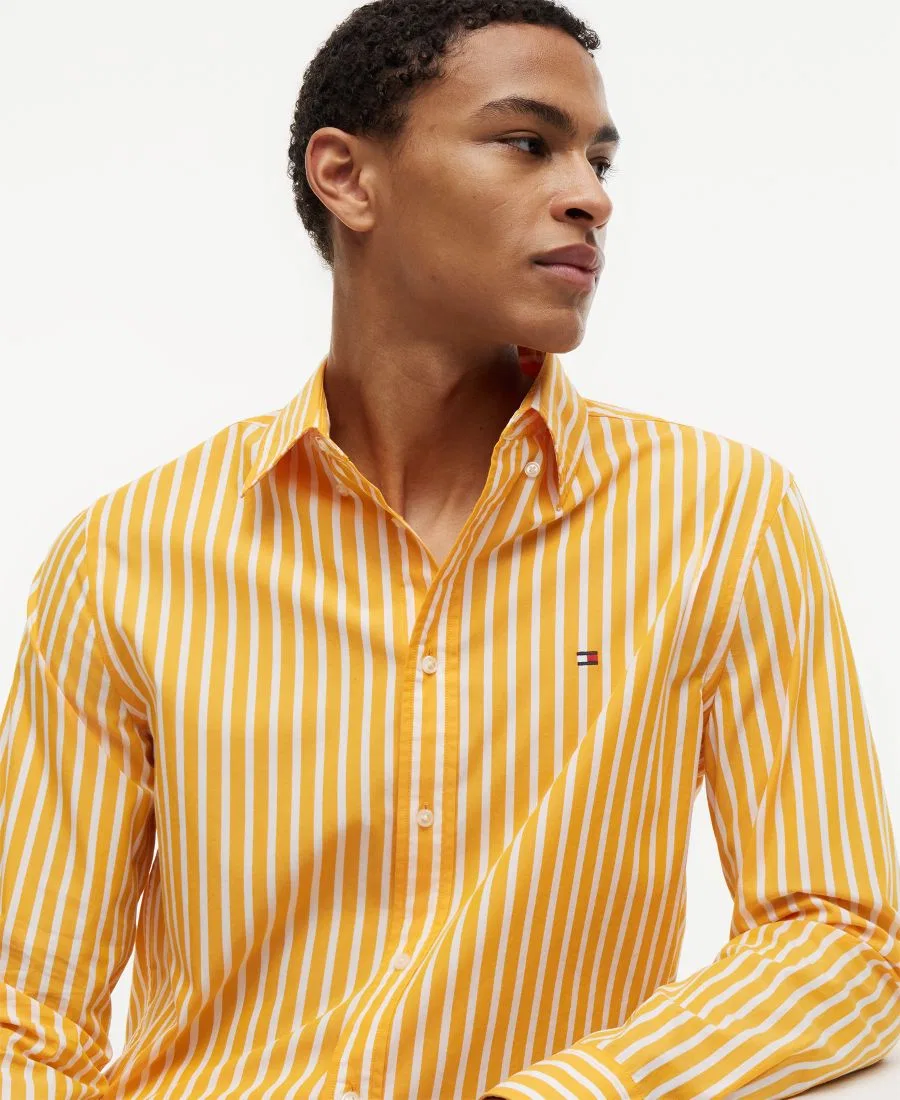 Рубашка с принтом в полоску, с длинным рукавом Tommy Hilfiger, Orange Flash Stripe — фото 3