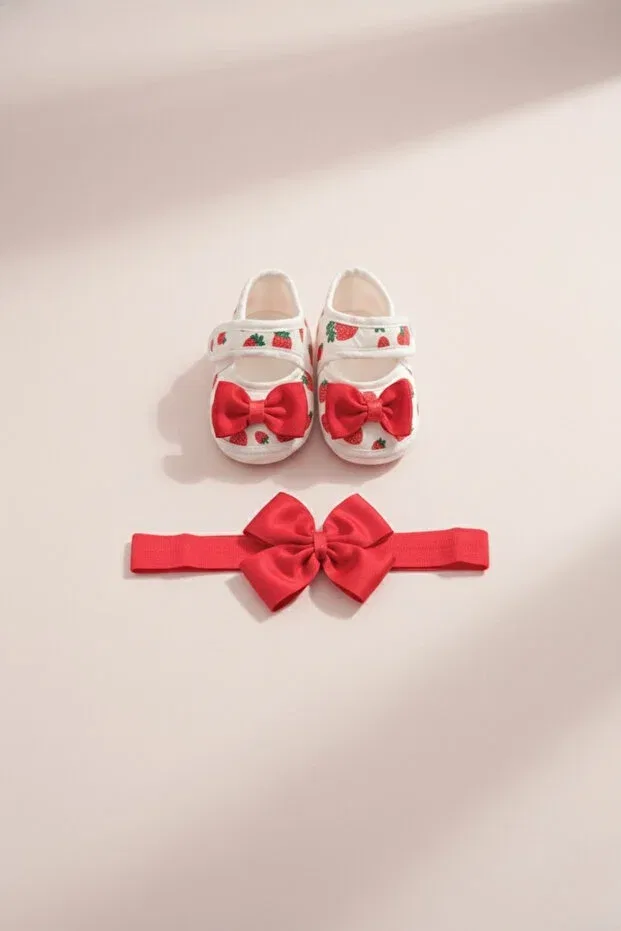Детские пинетки для новорожденных с рисунком Strawberry Logo Aksesuar, Multicolor — фото 2