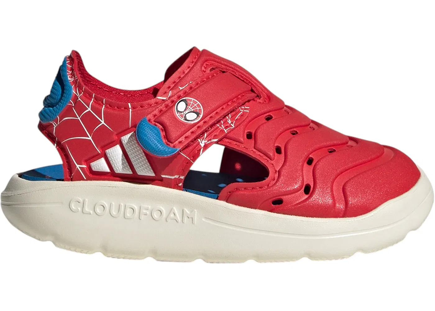 Детские сандалии с принтом Marvel Spider-Man Adidas Water Sandals, Pure Ruby/Cloud White/Bright Blue
