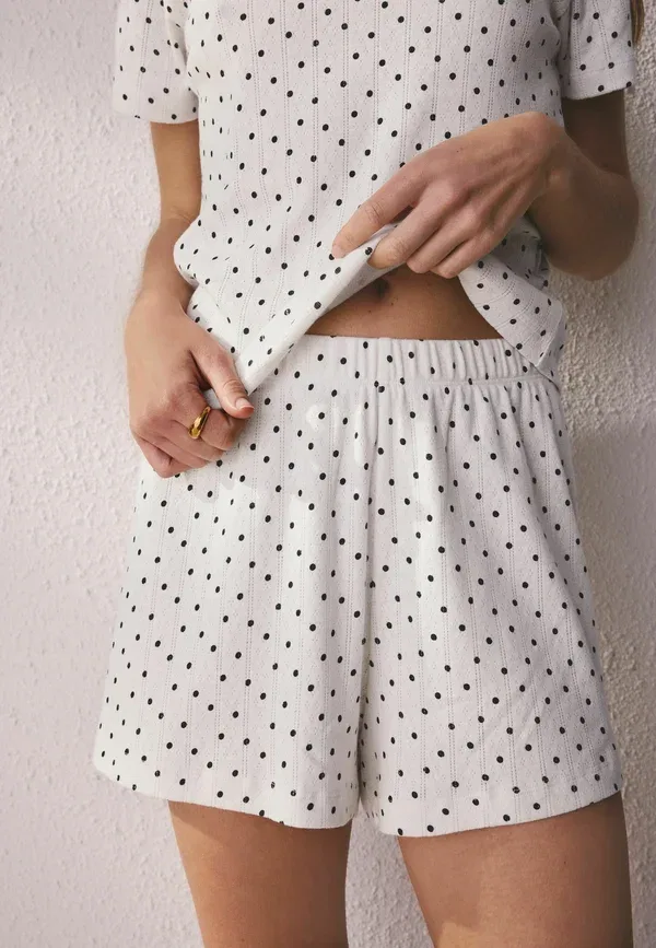 Комплект пижамы из 3 предметов, хлопок, Regular fit pointelle short pyjamas set, Next, chocolate yellow cream, желтый/шоколадный — фото 4