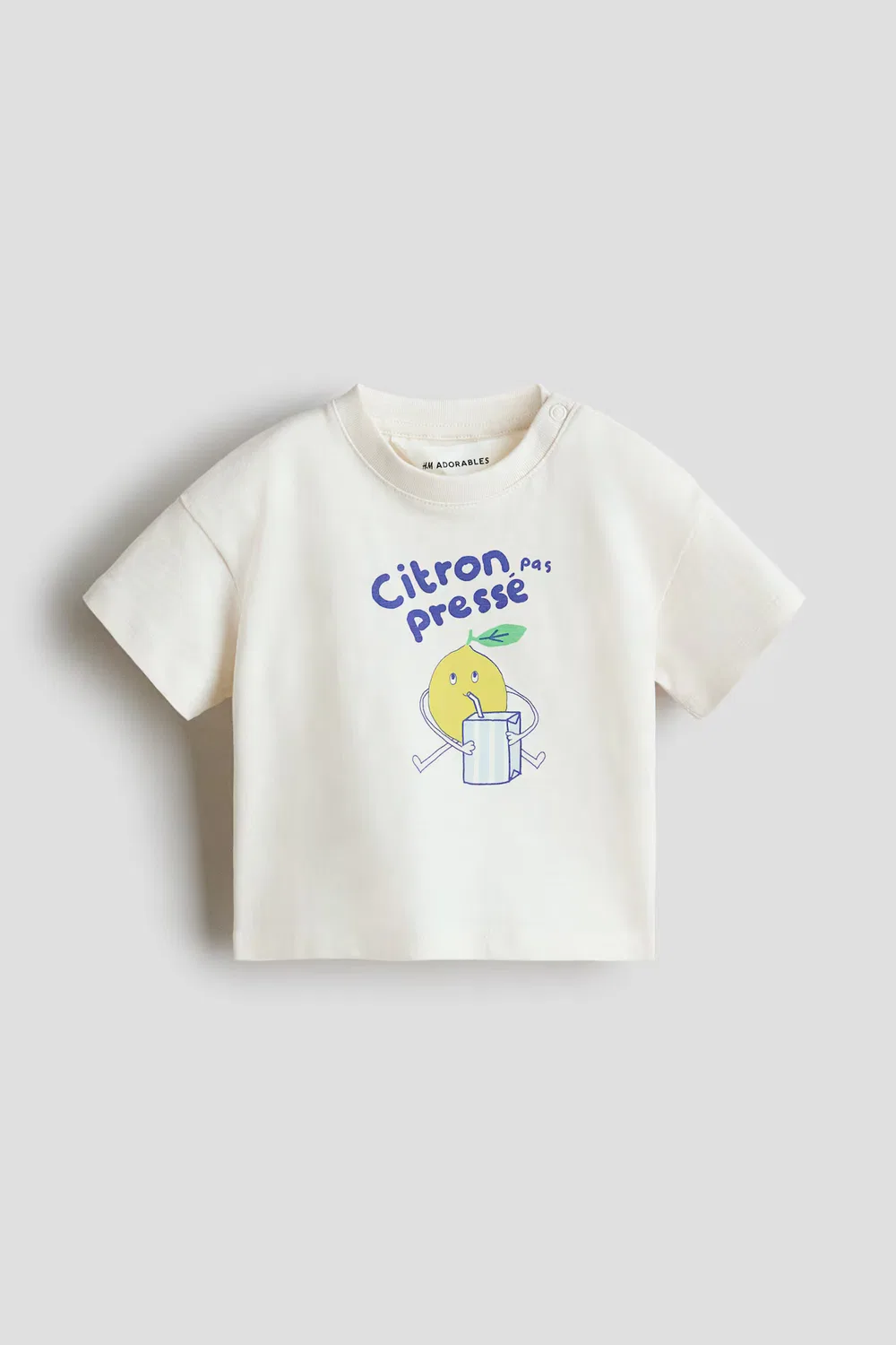Футболка с вышивкой H&M, Cremefarben/Citron Pas Pressé