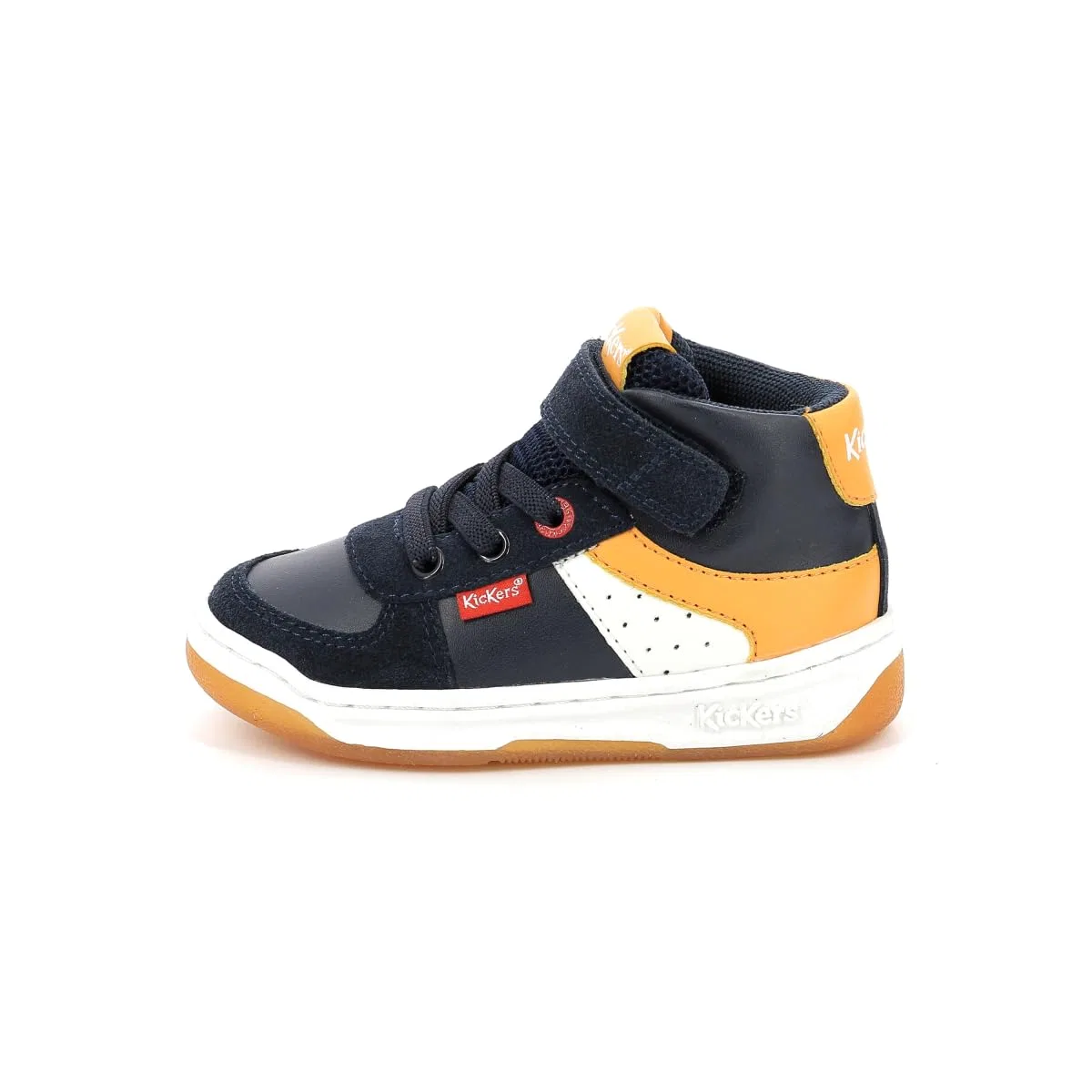 Детские кроссовки для мальчиков с текстурой Kickalien Kickers, Navy Bianco Arancione — фото 2