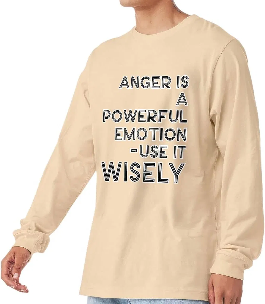 Мужская футболка с длинным рукавом с принтом Anger Is a Powerful Emotion, Black — фото 2