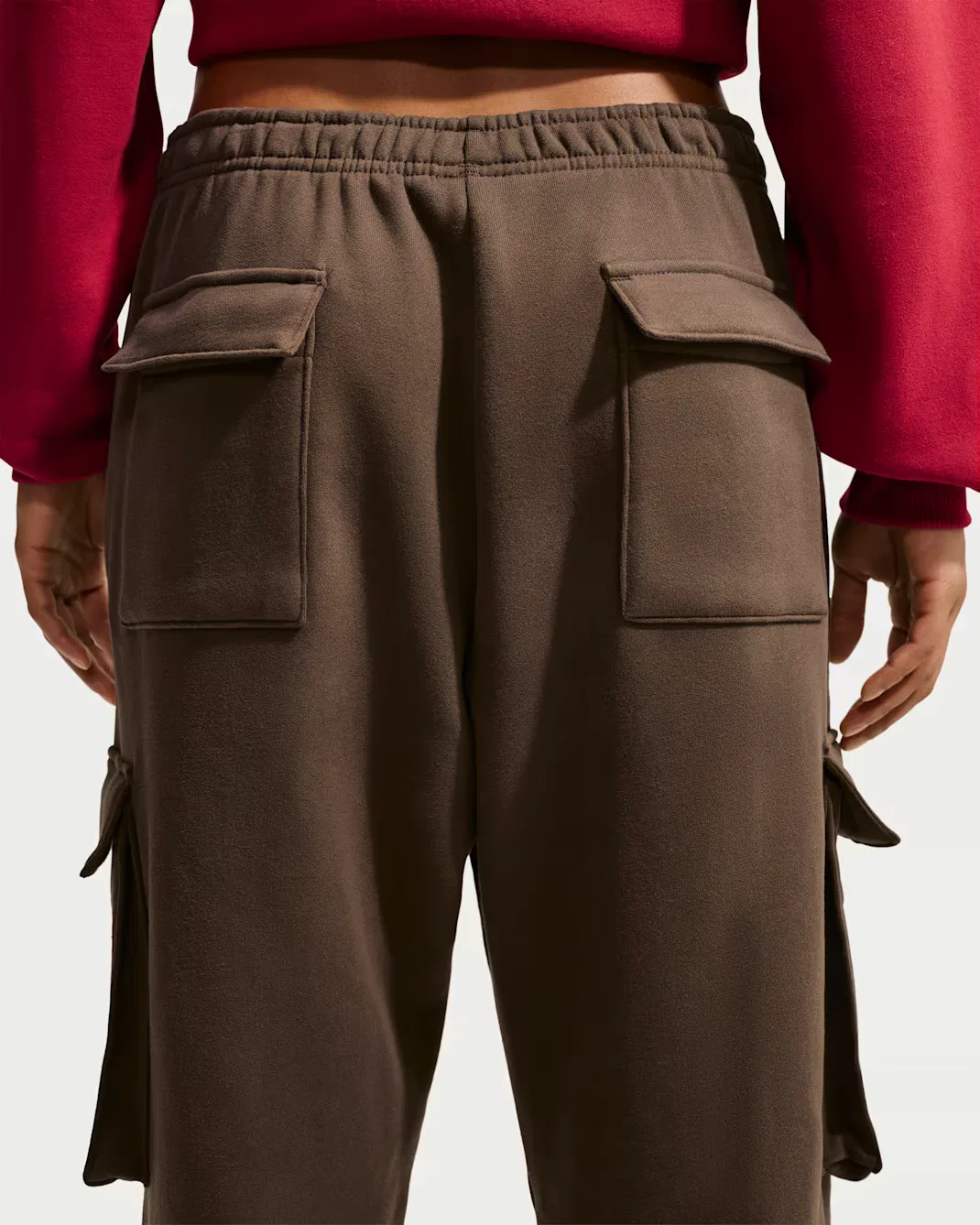 Женские брюки-карго свободного кроя с высокой посадкой Nike Studio Fleece Medium Weight, Dark Hazel/Sail — фото 3
