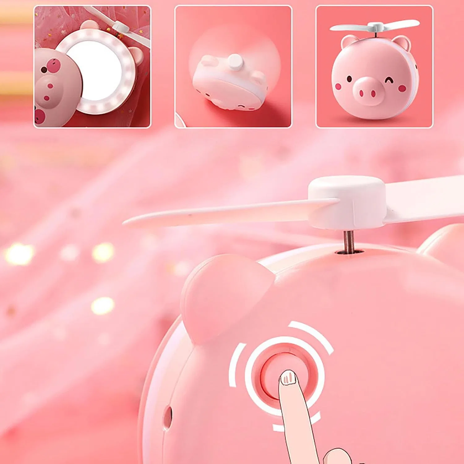 Косметическое зеркало с подсветкой и вентилятором, Miaoyak, USB, 11 x 4.5 см, Single-coloured — фото 3