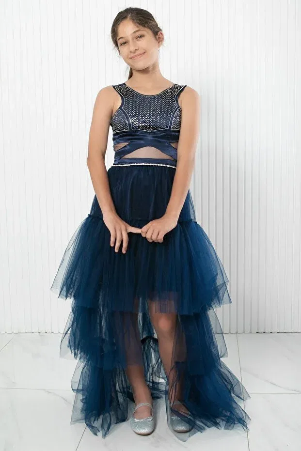 Детское вечернее платье для девочек с вышивкой Prom / Bridesmaid Denimini, Navy Blue