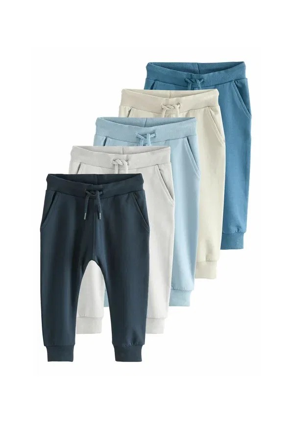 Брюки из хлопка с эластаном Regular fit joggers 5 pack Next, Ecru, Navy Blue, темно-синий/кремовый