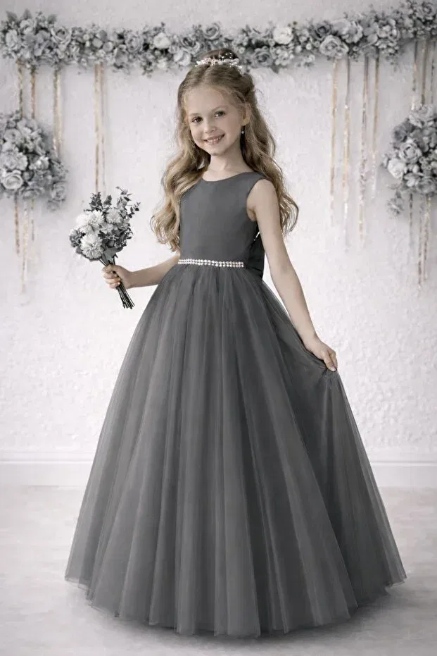 Детское платье для девочек с длинным подолом Ball Gown Suneh, Gray