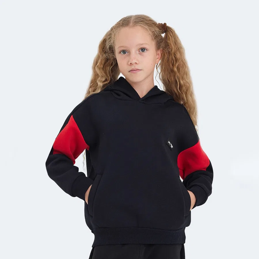 Детский свитшот с капюшоном и карманами LAYNE, Slazenger, Черно-серый