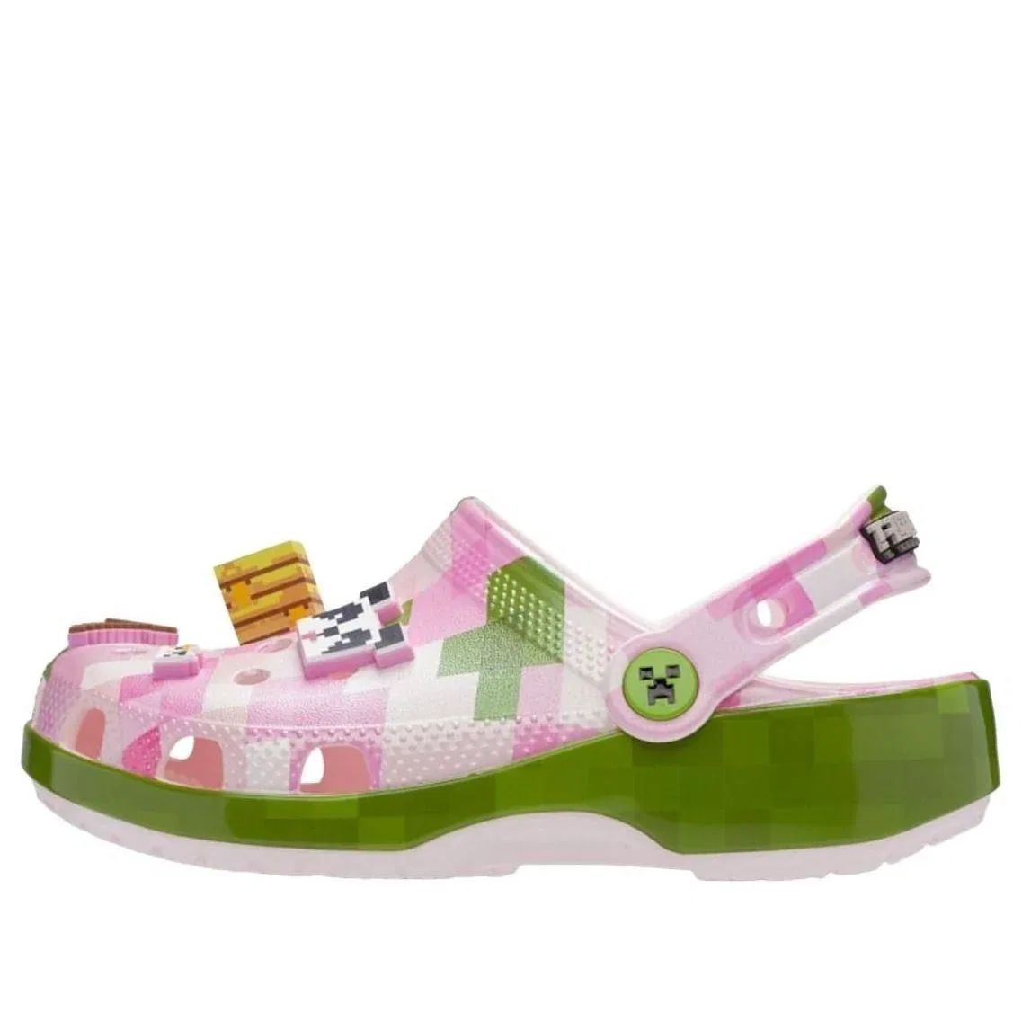 Детские сандалии с резиновым верхом Classic Clog Minecraft Cherry Blossom 'Pink Green' Crocs, Pink/Green