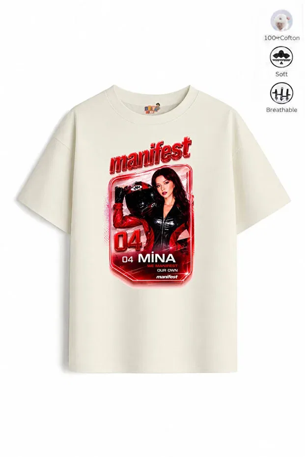 Детская футболка для девочек оверсайз из хлопка Mani Mina Design13 Belya Kids Wear, Ecru