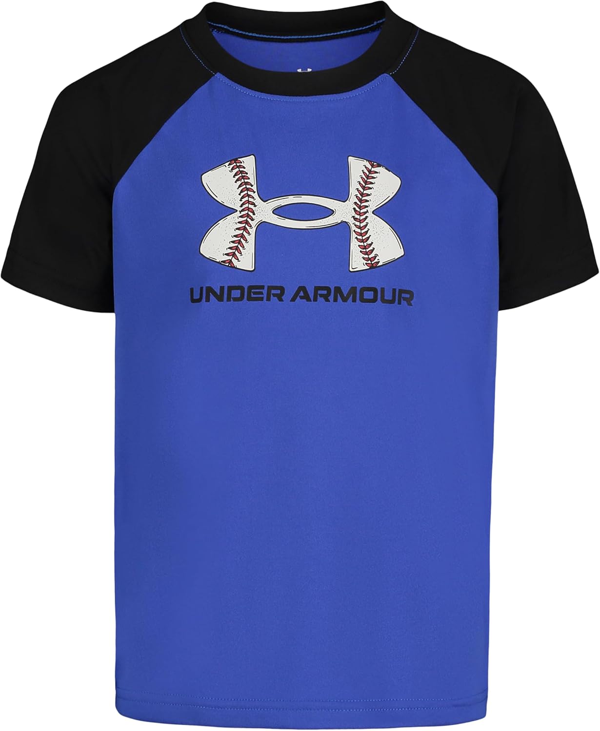 

Детская футболка Under Armour с коротким рукавом и круглым вырезом, легкая и дышащая., Team Royal Baseball Raglan