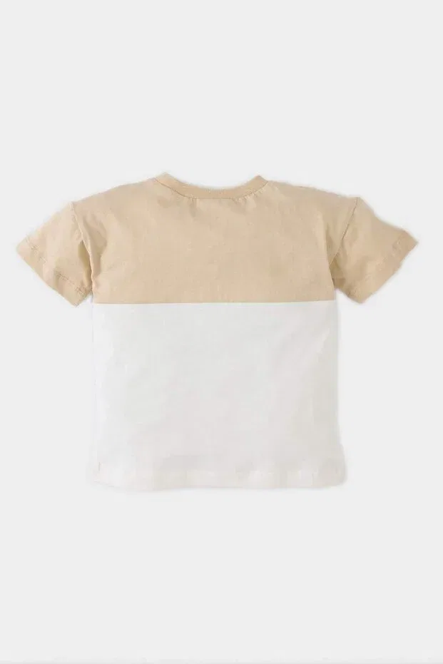 Детская футболка для мальчиков с цветоблоком Defacto, Beige-Bg115 — фото 4