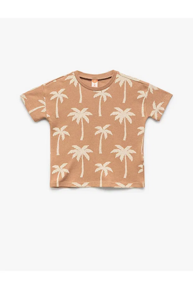 Детская футболка с принтом Koton, Brown Patterned