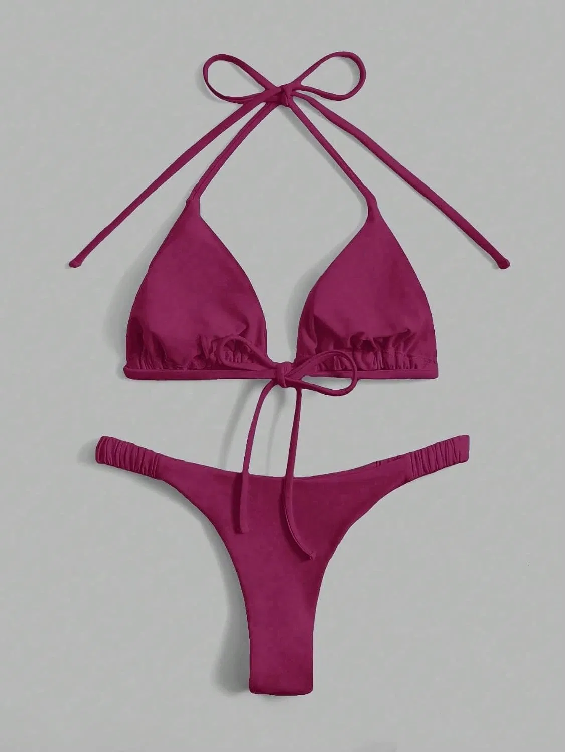 Женский бикини-сет с высокой талией, кулон на шее Generic, Red Violet — фото 3