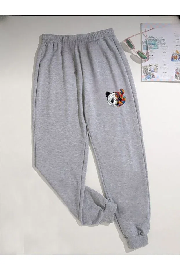 Детские спортивные штаны для девочек с принтом Panda Printed Winter Children's Sweatpants Serays Moda, Gray