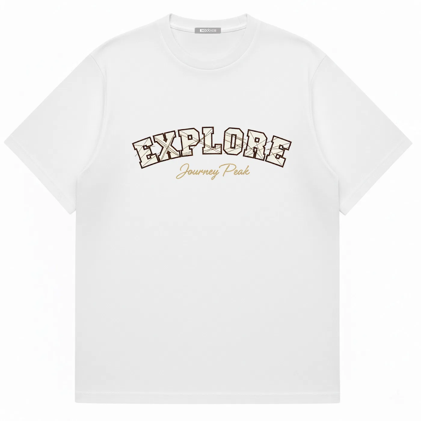 Детская футболка хлопковая Red bean Red Bean High Street Brand EXPLORE Short-Sleeve Loose-Fit Pure Cotton Journey Peak Outdoor Couple T-Shirt, White