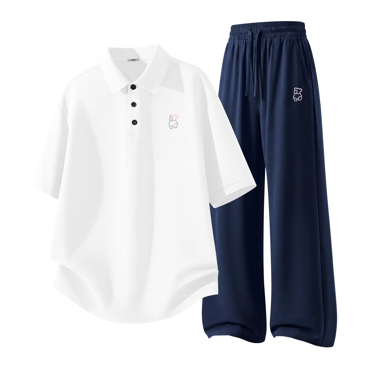 Детский комплект спортивной одежды с принтом MINISO, Цвет White/Navy Blue