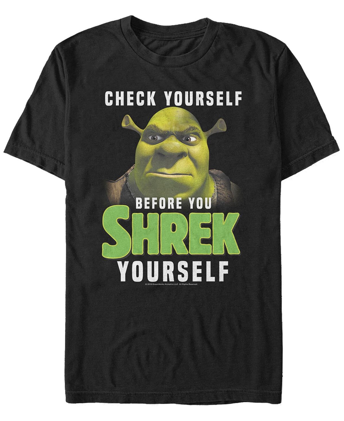 

Мужская футболка с коротким рукавом shrek check yourself before you shrek yourself Fifth Sun, черный