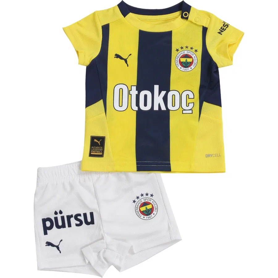 Детский спортивный комплект с полосками Fenerbahçe 2024/2025 Puma, Желтый/Темно-синий