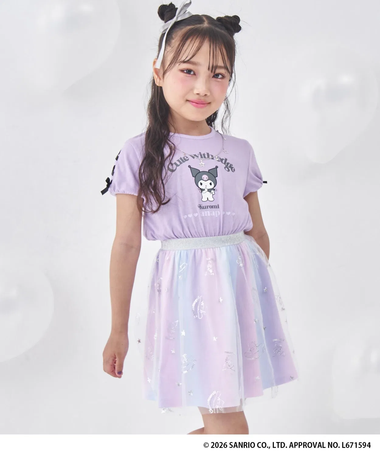 ANAP kids Детское платье для девочек с принтом Cinnamoroll и Kuromi ANAPKIDS, Lavender