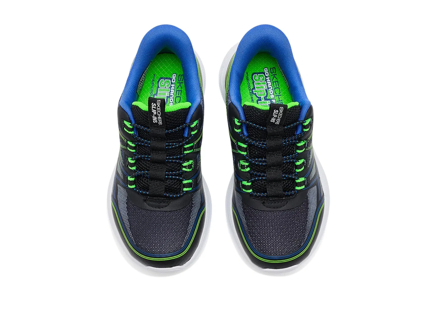 Кроссовки Hands Free Slip-Ins-Microspec Velocity 404220L (для маленьких и больших детей) Skechers Kids, Black/Blue/Lime — фото 3