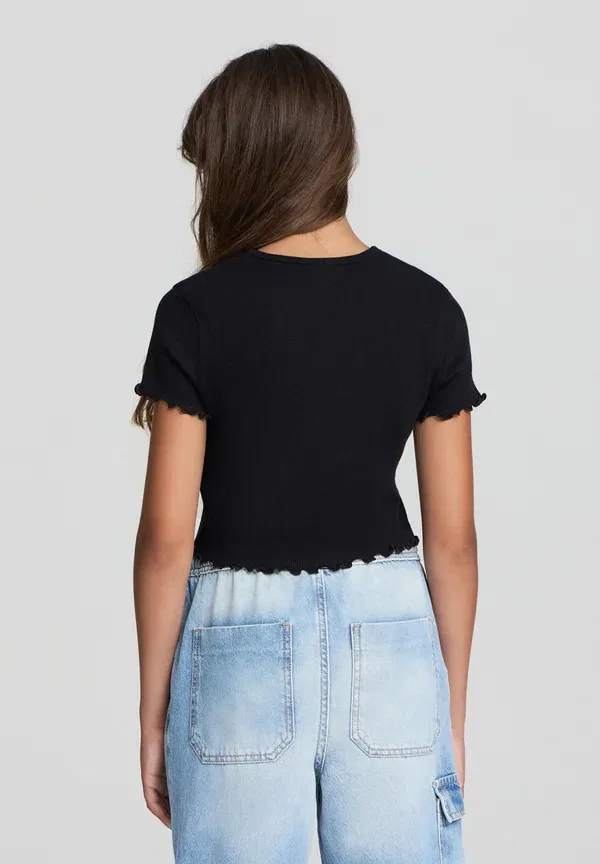 Футболка с волнистым краем basic t-shirt Terranova, черный — фото 3