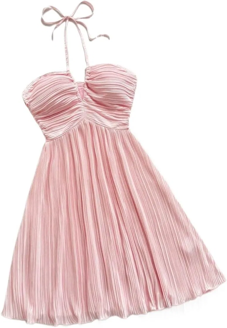 Женское пляжное платье А-силуэта с открытой спиной, Pink — фото 4