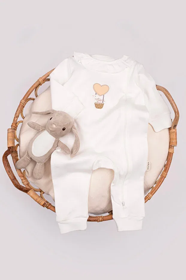 Детский комбинезон для девочек с вышивкой Basics Vauva, White