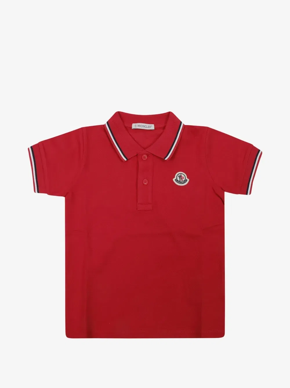 Футболка-поло с логотипом и отстрочкой Moncler Enfant, красный