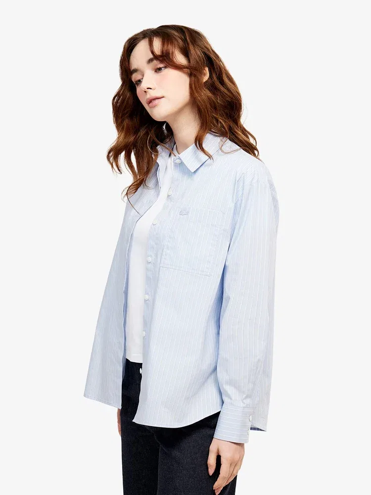 Рубашка LACOSTE полосатая с длинным рукавом, Light Blue