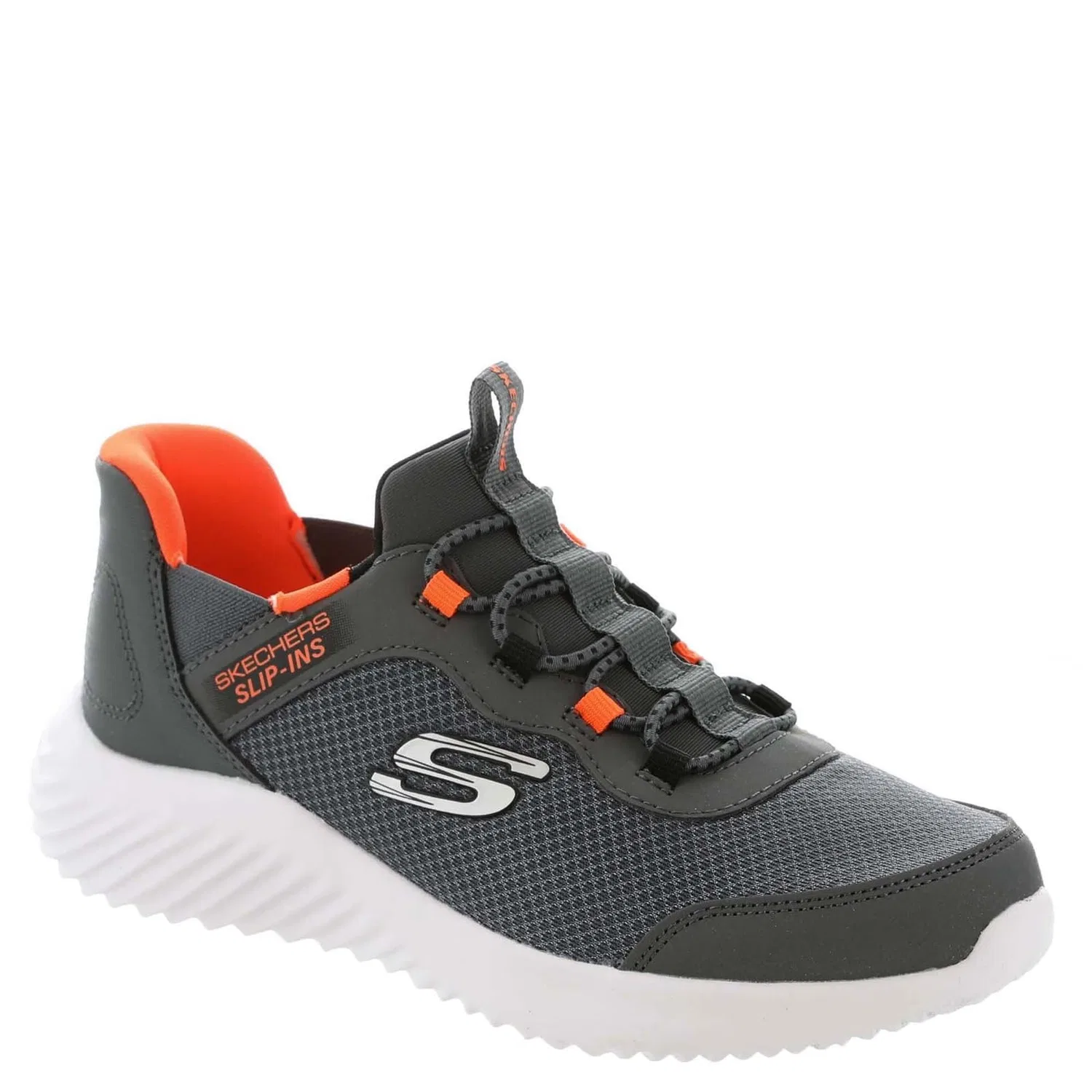 Детские кроссовки для мальчиков с принтом Brisk-burst Bounder Skechers, Charcoal Orange — фото 2