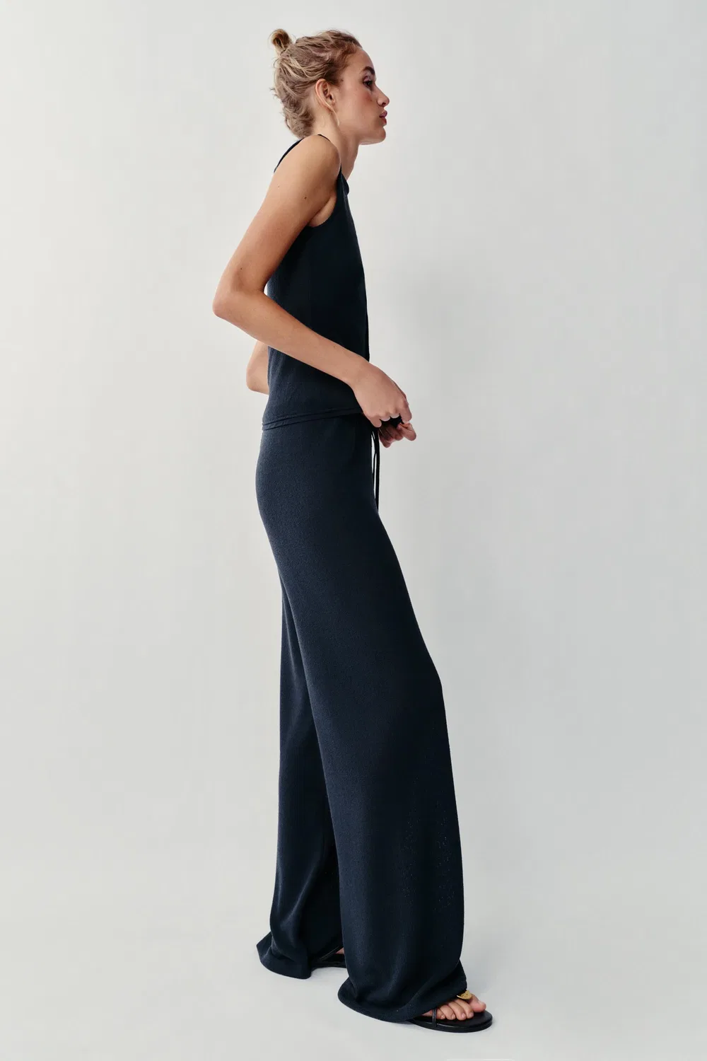 Рустикальные брюки ZARA, Navy blue — фото 3