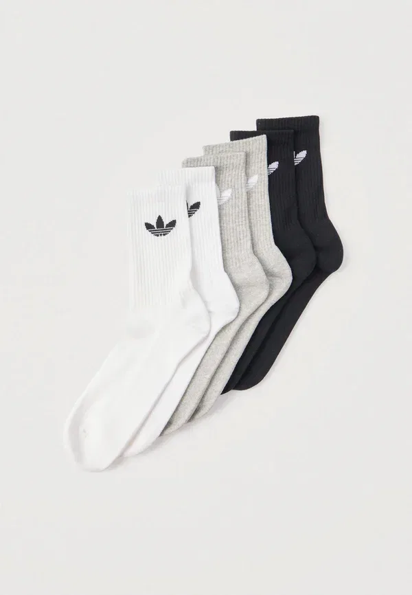 Комплект из 6 пар носков Crew унисекс Adidas Originals, белый/черный/серый
