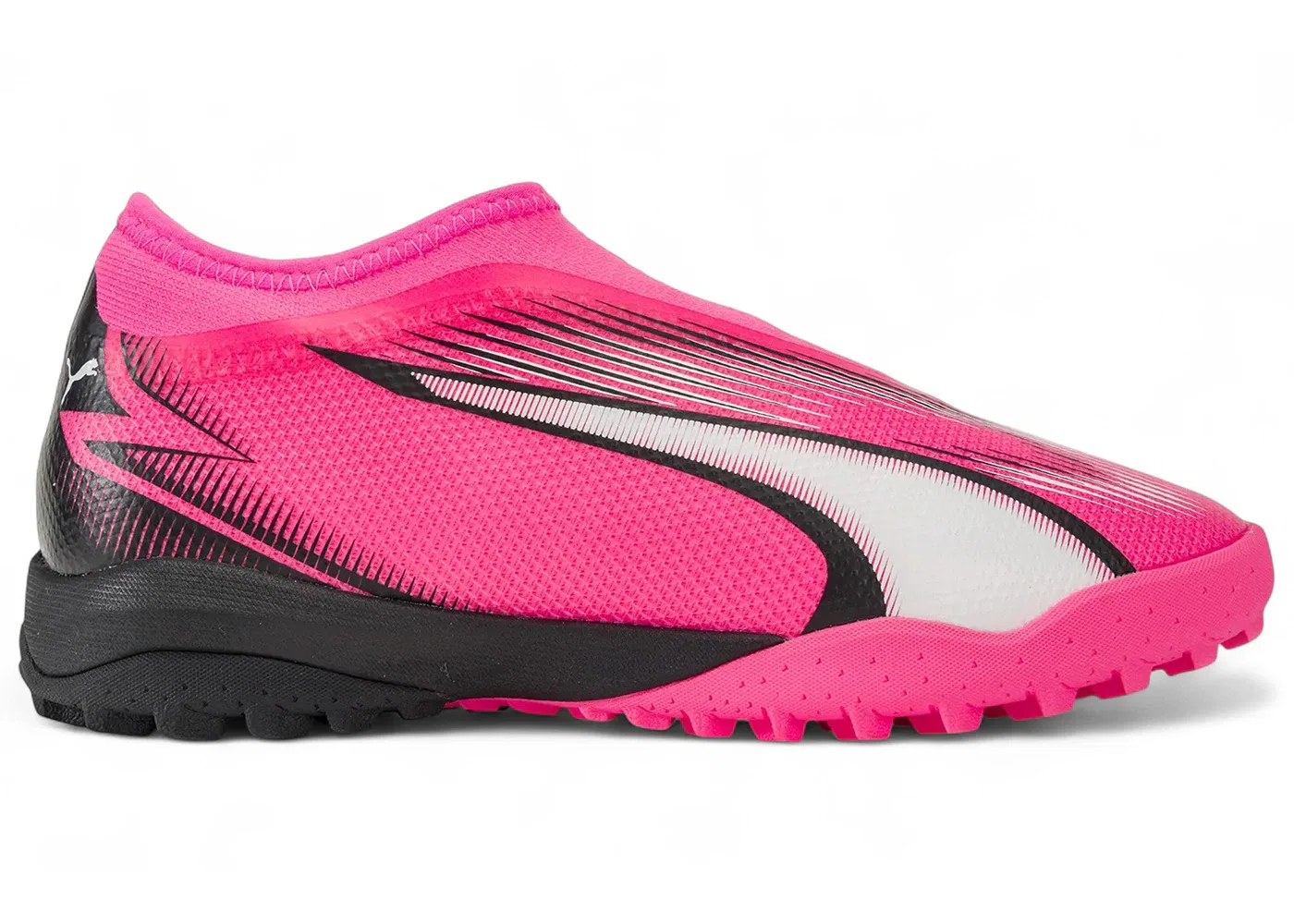 Детские футбольные бутсы для мальчиков Puma Ultra Match LL TT+ Mid Jr, цвет Poison Pink/Puma White/Puma Black