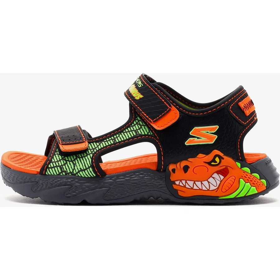 Сандалии с подсветкой для мальчиков с принтом акулы Skechers S-Lights Creature-Splash, Черный