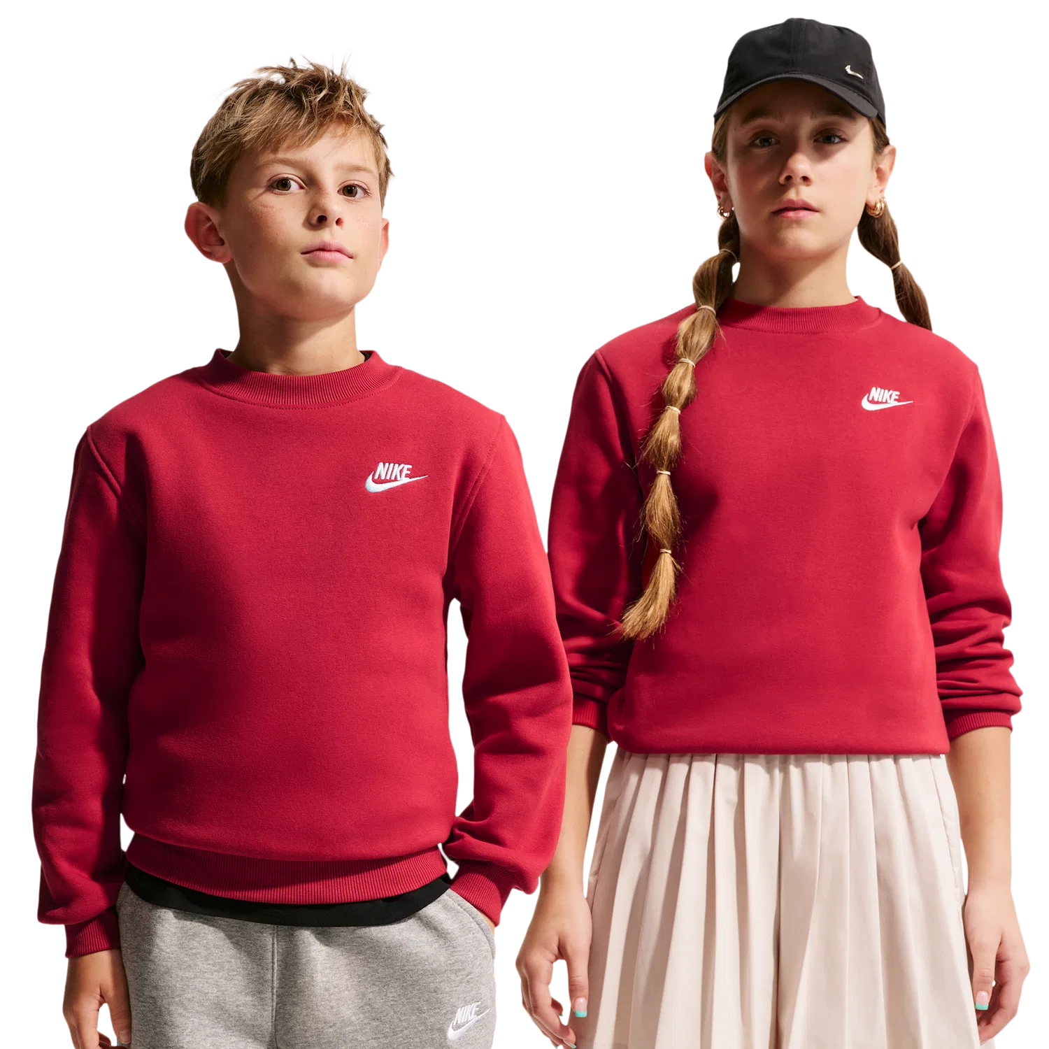 Детский свитшот для мальчиков с длинным рукавом Nike Club Fleece Crew LBR, Tough Red/White — фото 3