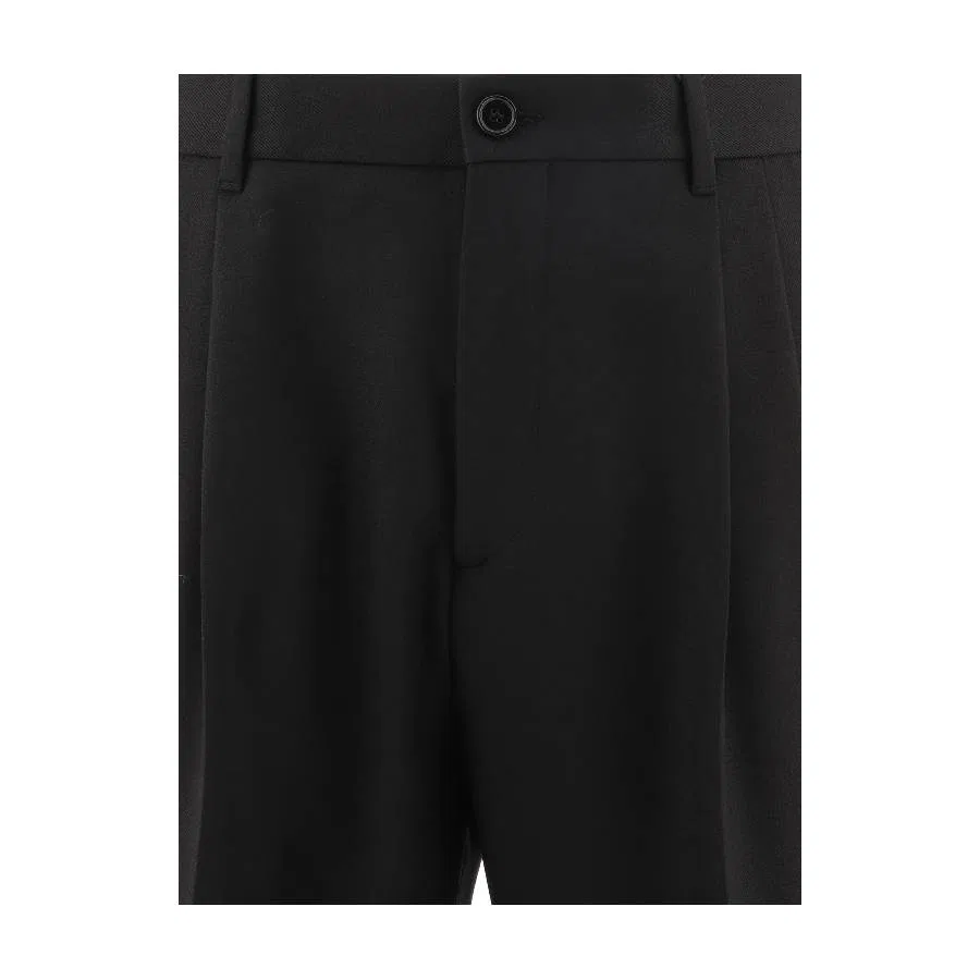 Брюки свободного кроя из шерстяной ткани с широкими штанинами Burberry, Black — фото 3