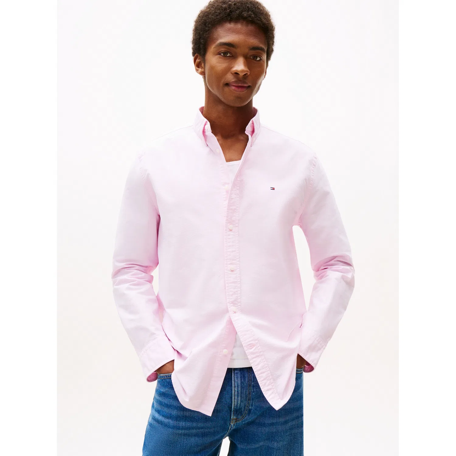 Мужская повседневная рубашка с длинным рукавом Tommy Hilfiger, Rose Petal
