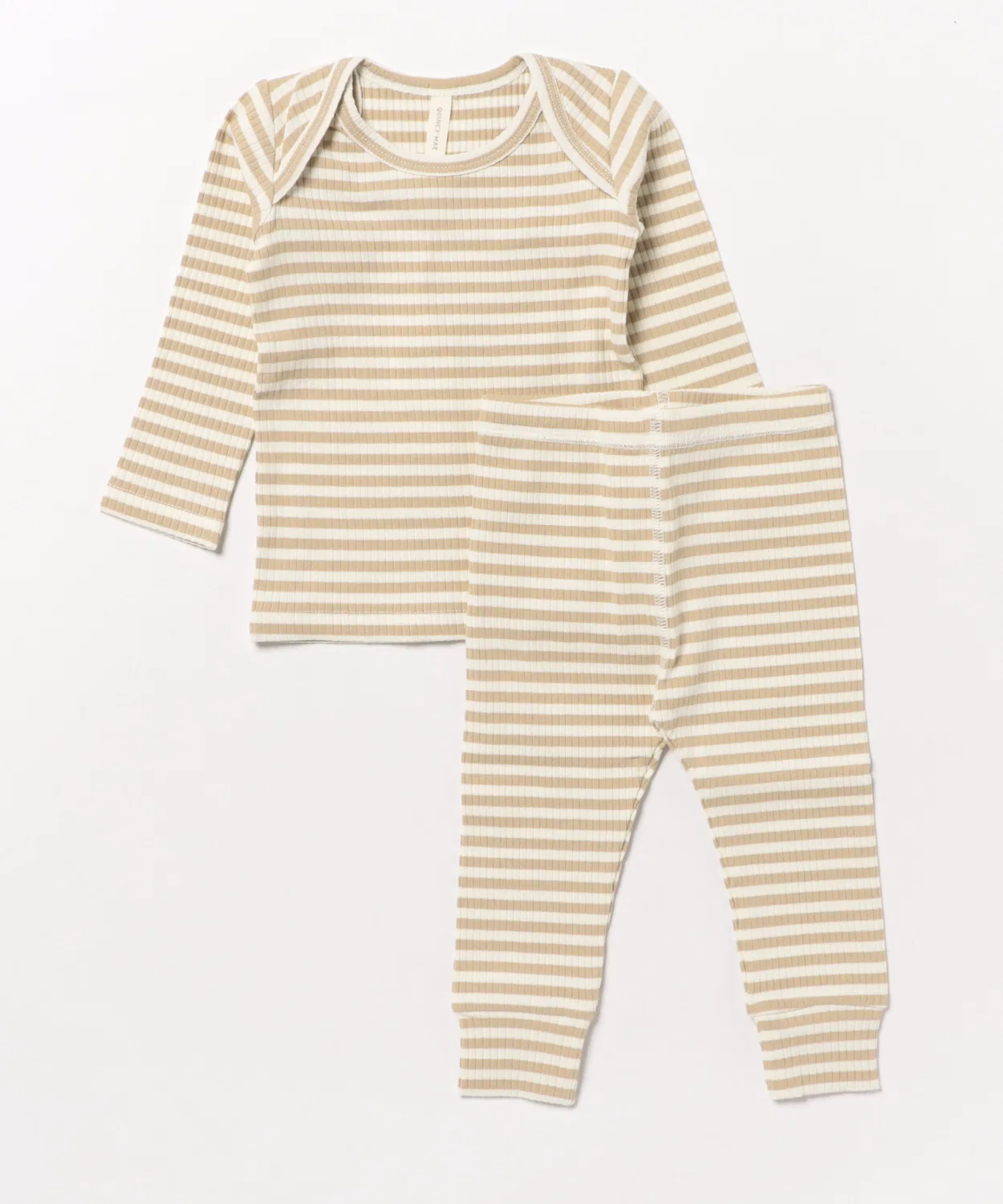 Детский комплект лонгслив с длинным рукавоми леггинсы Latte Stripe Quincy Mae, Beige
